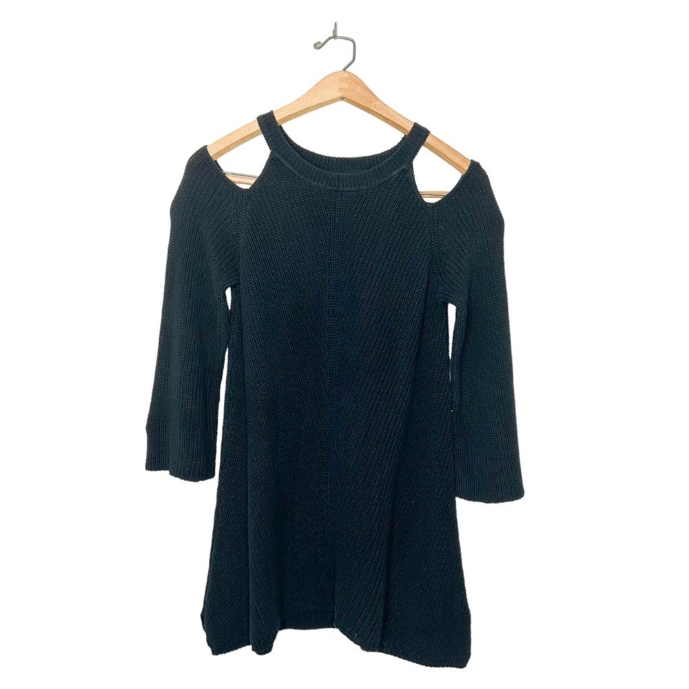525 America Neutral Navy Blue Knit 3/4 Sleeve Cold Shoulder Sweater Small S